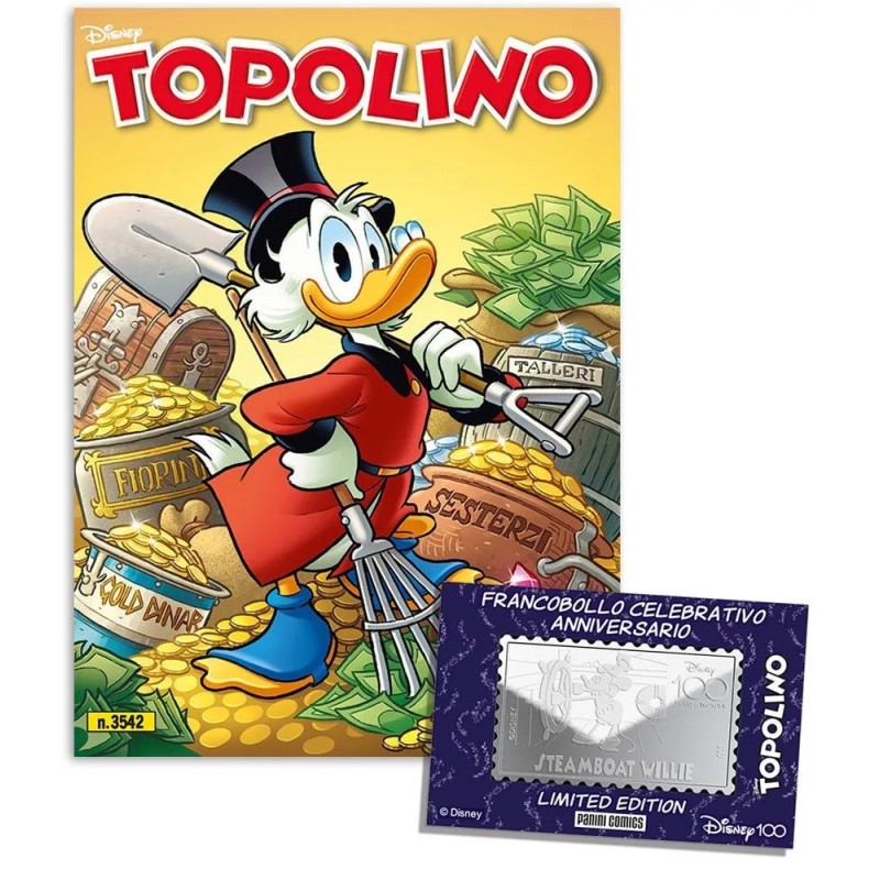TOPOLINO 3542 + FRANCOBOLLO METALLO